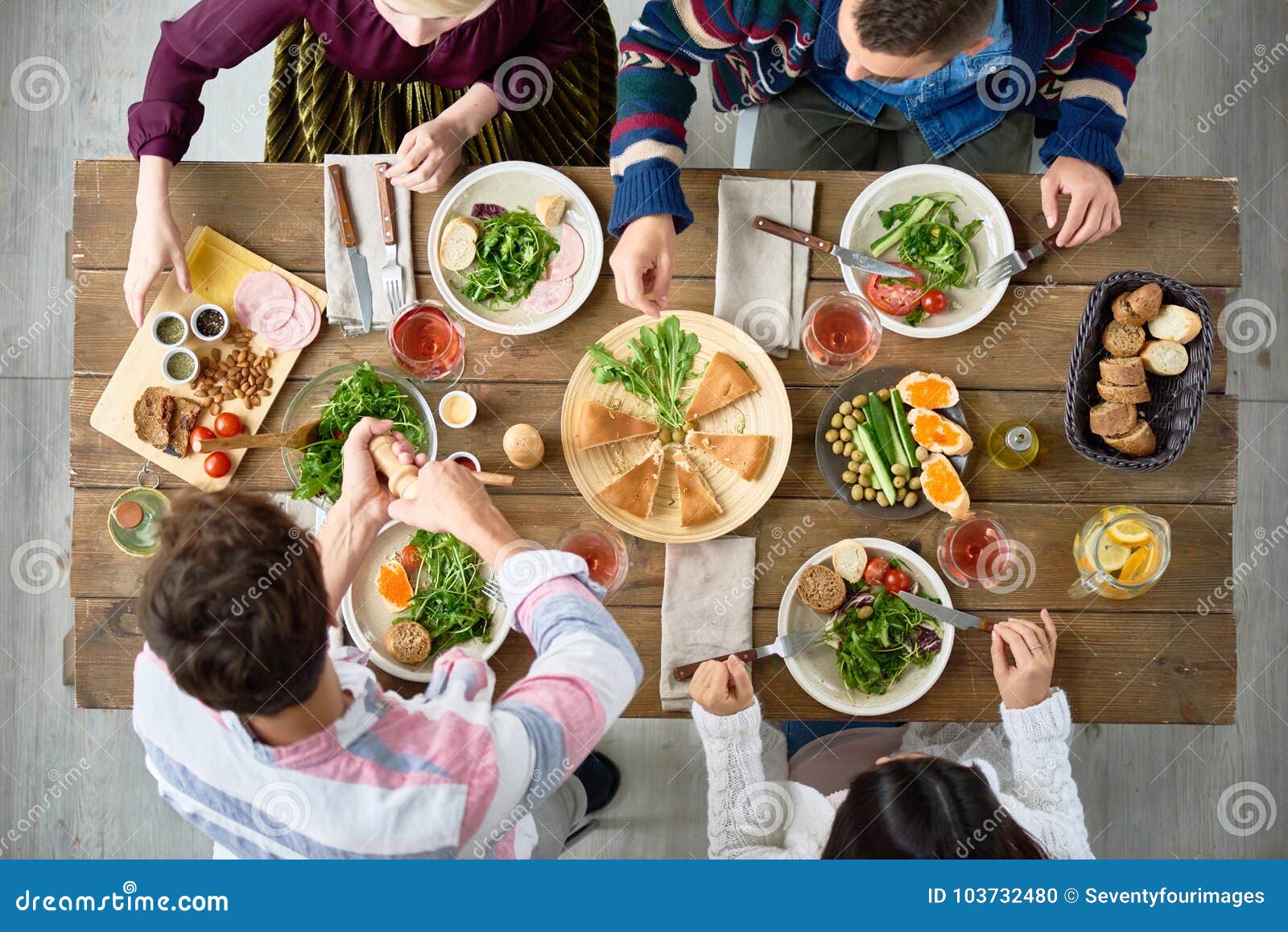 friends eating at dinner table