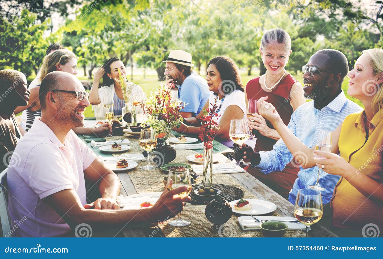 friends friendship outdoor dining people concept