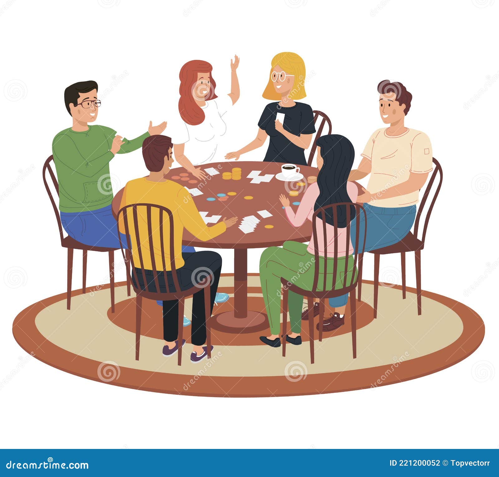 Friends Having Rest with Board Games at Home. Cartoon Characters Have Great  Time Together Stock Vector - Illustration of play, team: 221200052