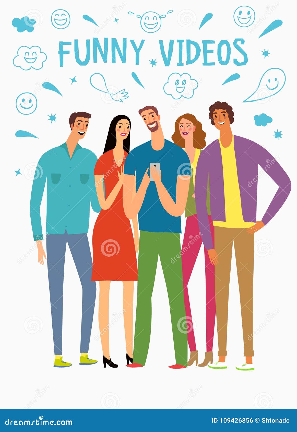 Friends Looking Video and Laughing Stock Illustration - Illustration of  person, gossip: 109426856