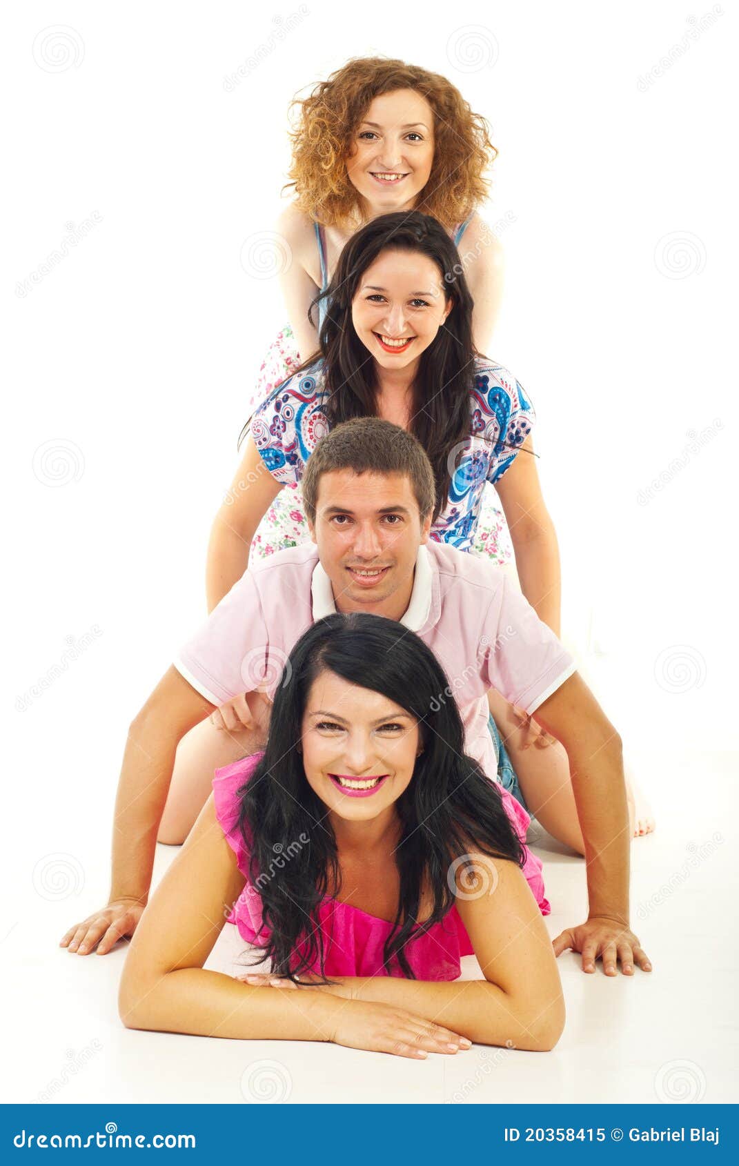 Friends Lying on Top of Each Other Stock Image Image of hands