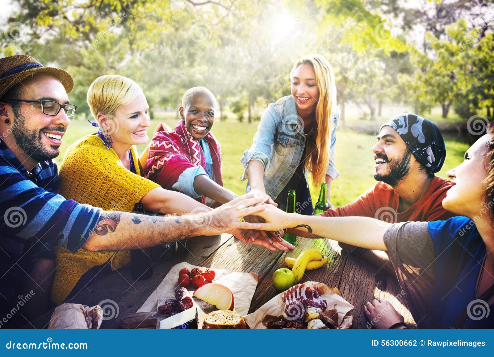 Friends Outdoors Camping Teamwork Unity Concept Stock Photo Image