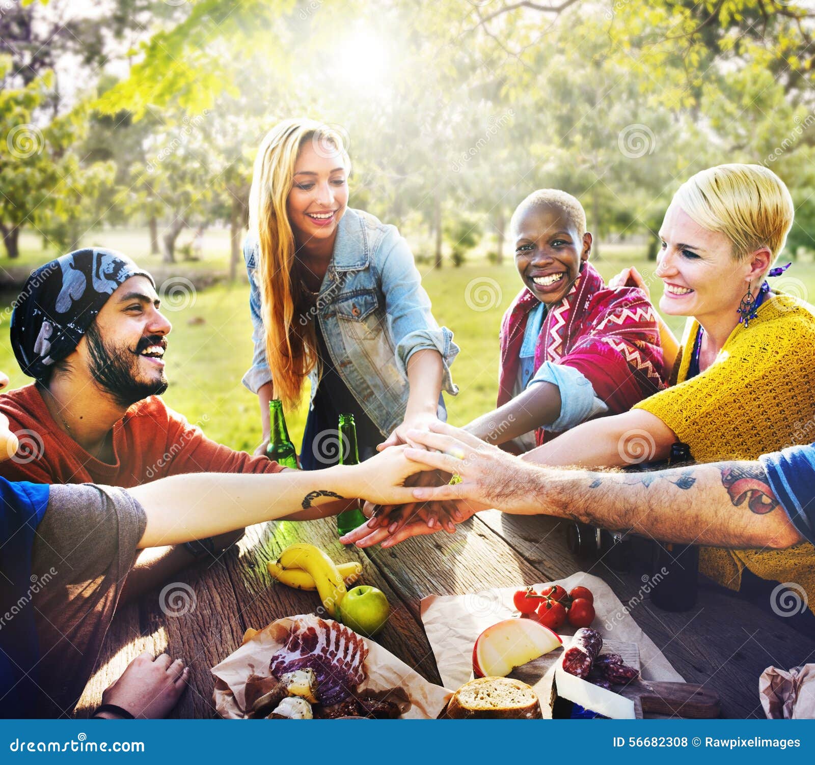 Friends Outdoors Camping Teamwork Unity Concept Stock Photo Image of