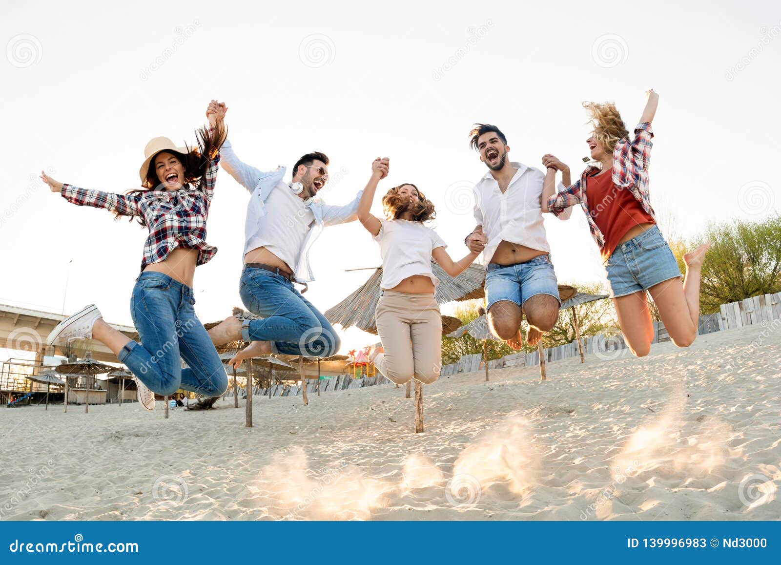 Friends Partying and Having Fun on Beach at Summer Stock Image - Image ...