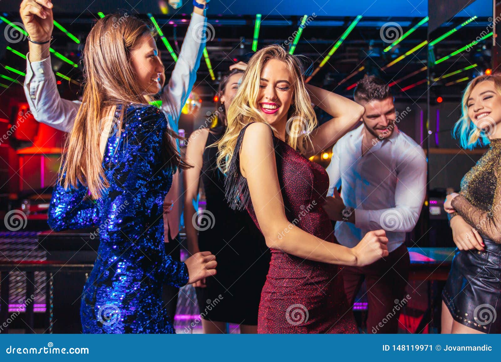 Friends Partying in a Nightclub Stock Image - Image of energetic, event ...