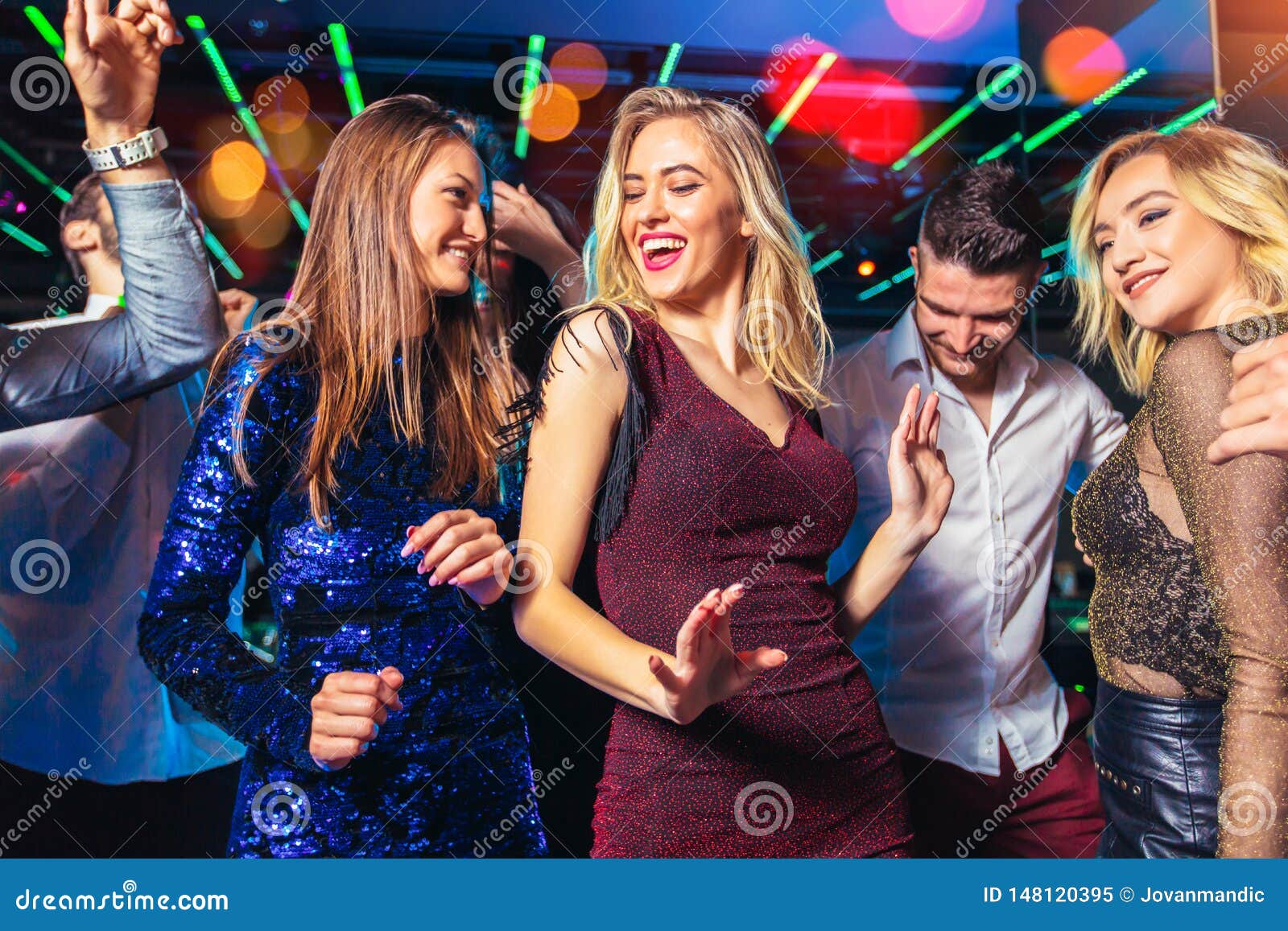 Friends Partying in a Nightclub Stock Image - Image of dynamic, bokeh ...