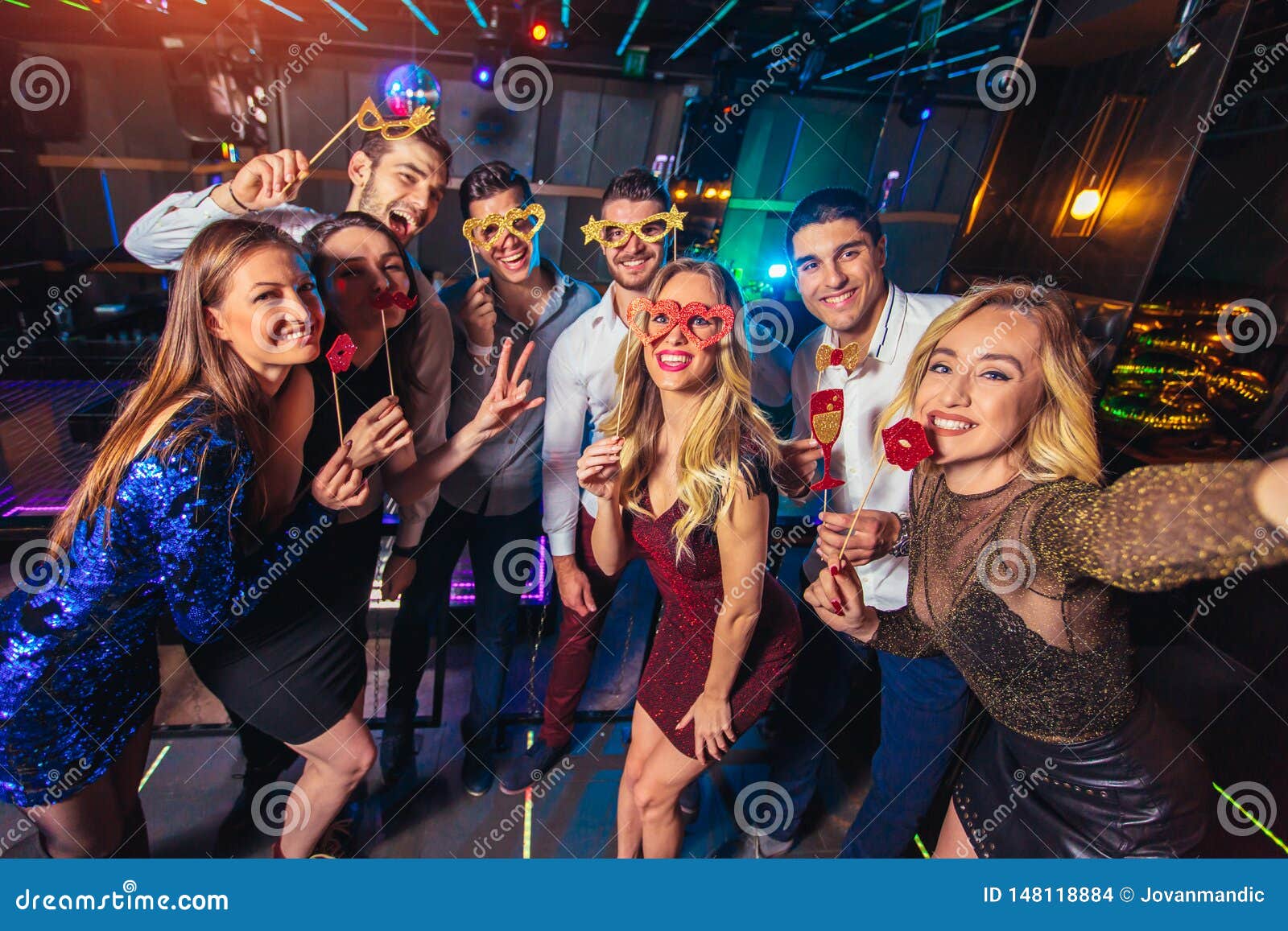 Friends Partying in a Nightclub Make Selfie Photo Stock Photo - Image ...