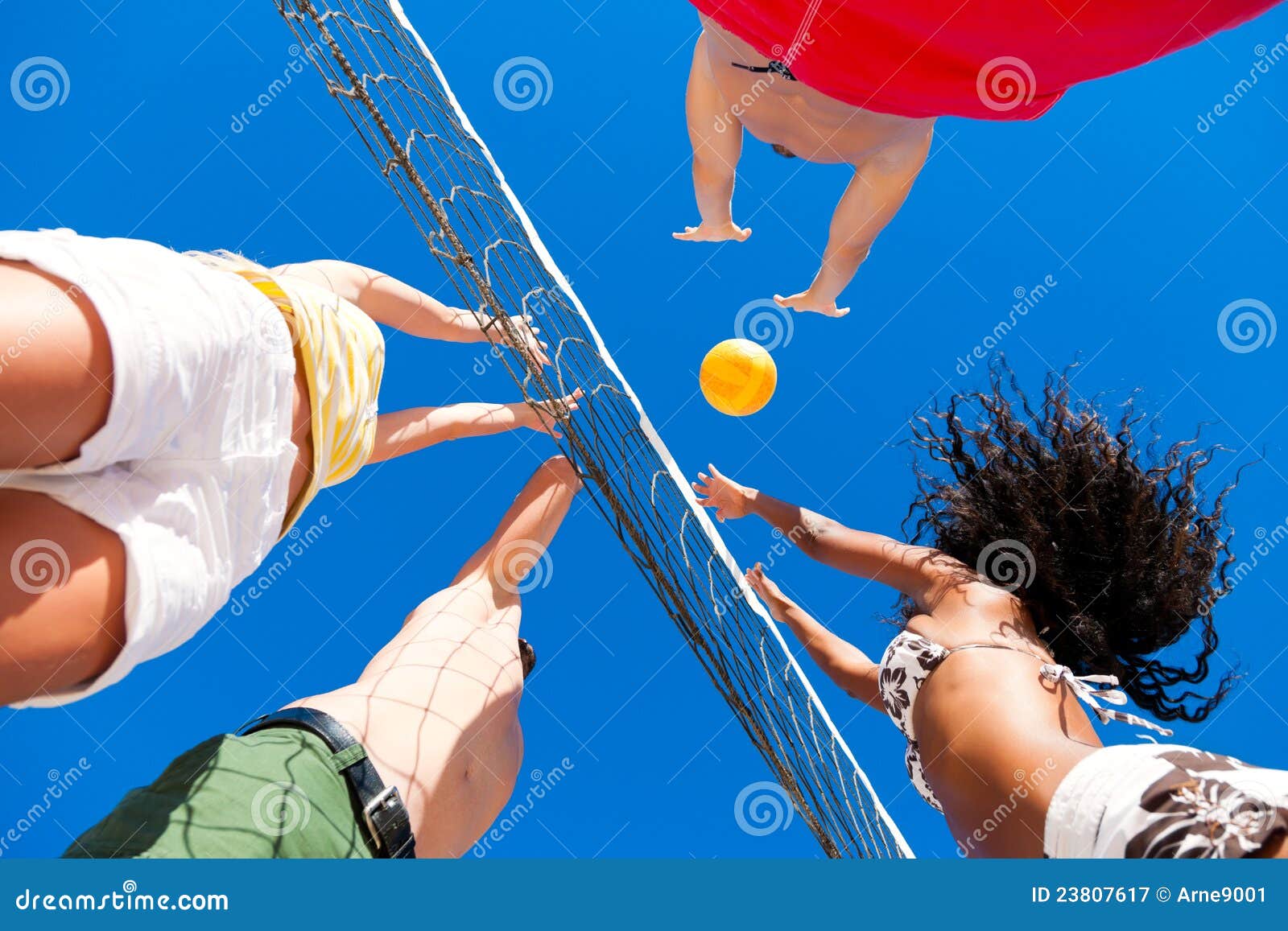 Friends Playing Beach Volleyball Stock Image Image of friends