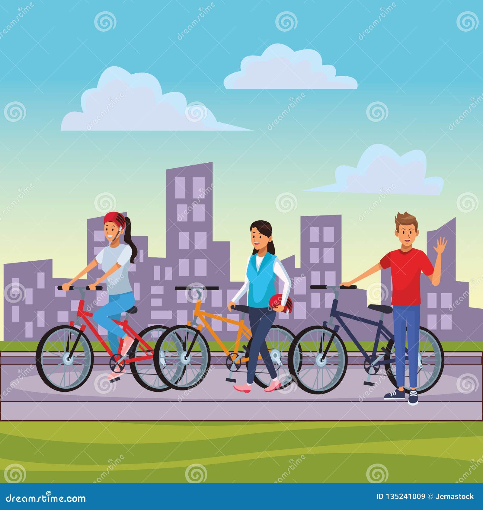 friends riding bicicle