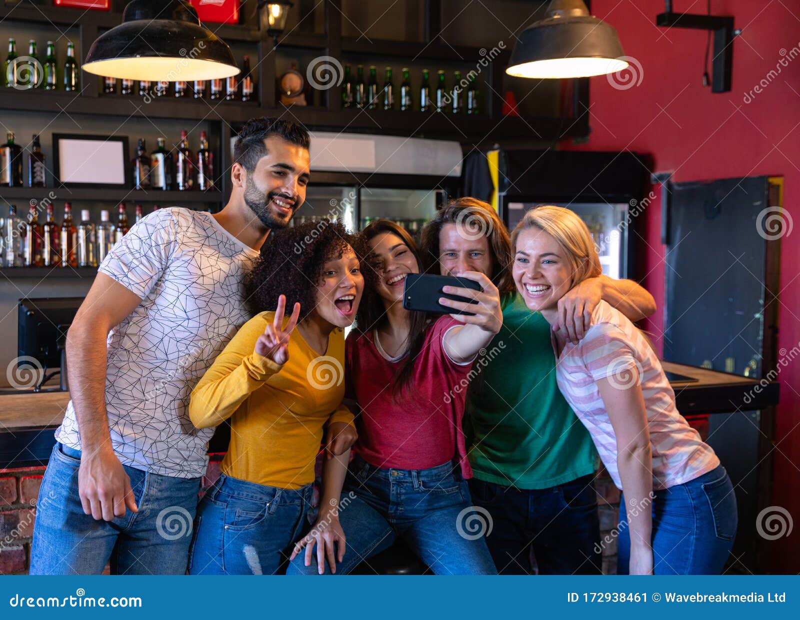 Friends Taking Selfies Together Stock Image Image Of Happy Middle 