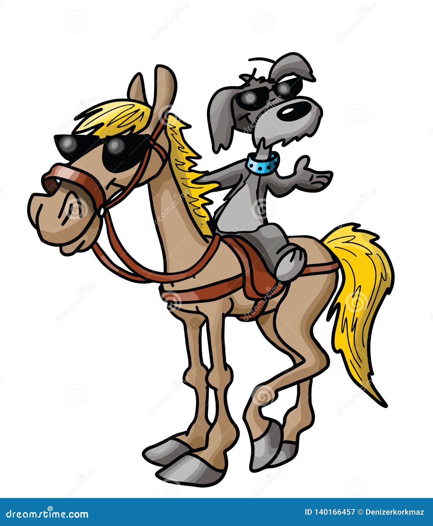 Friendship between a Cartoon Horse and a Dog Vector Stock Vector