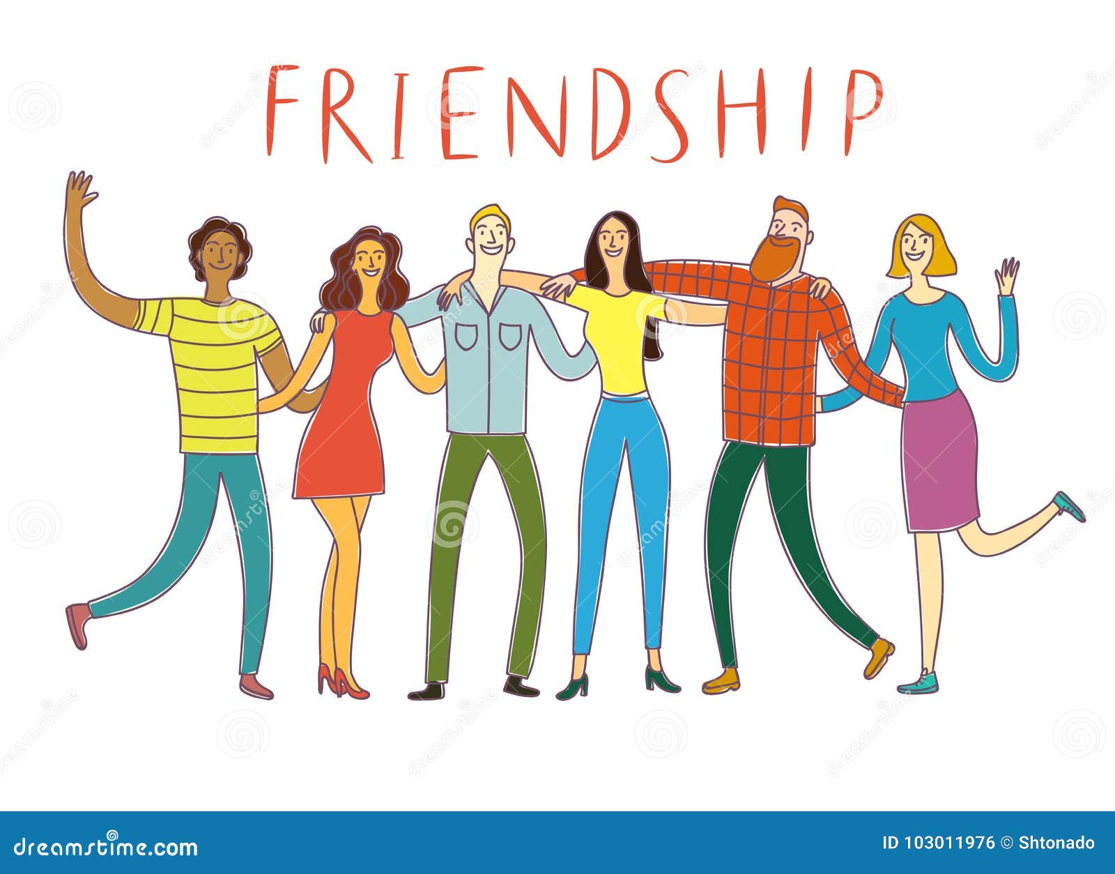 Friendship Cartoon Illustration Stock Vector - Illustration of  relationship, cheerful: 103011976