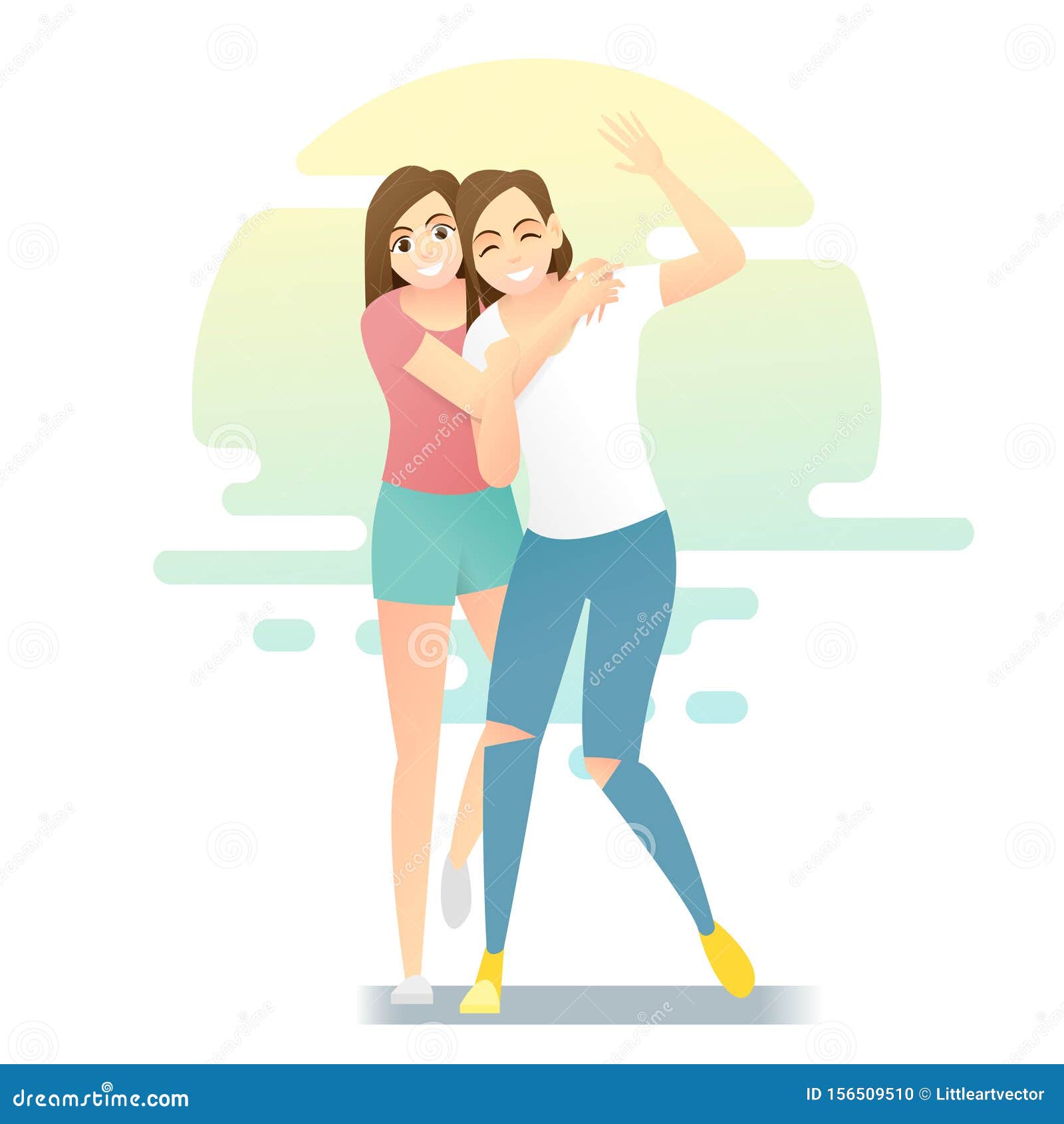 Friendship Concept Background With Two Young Women Having Fun Together