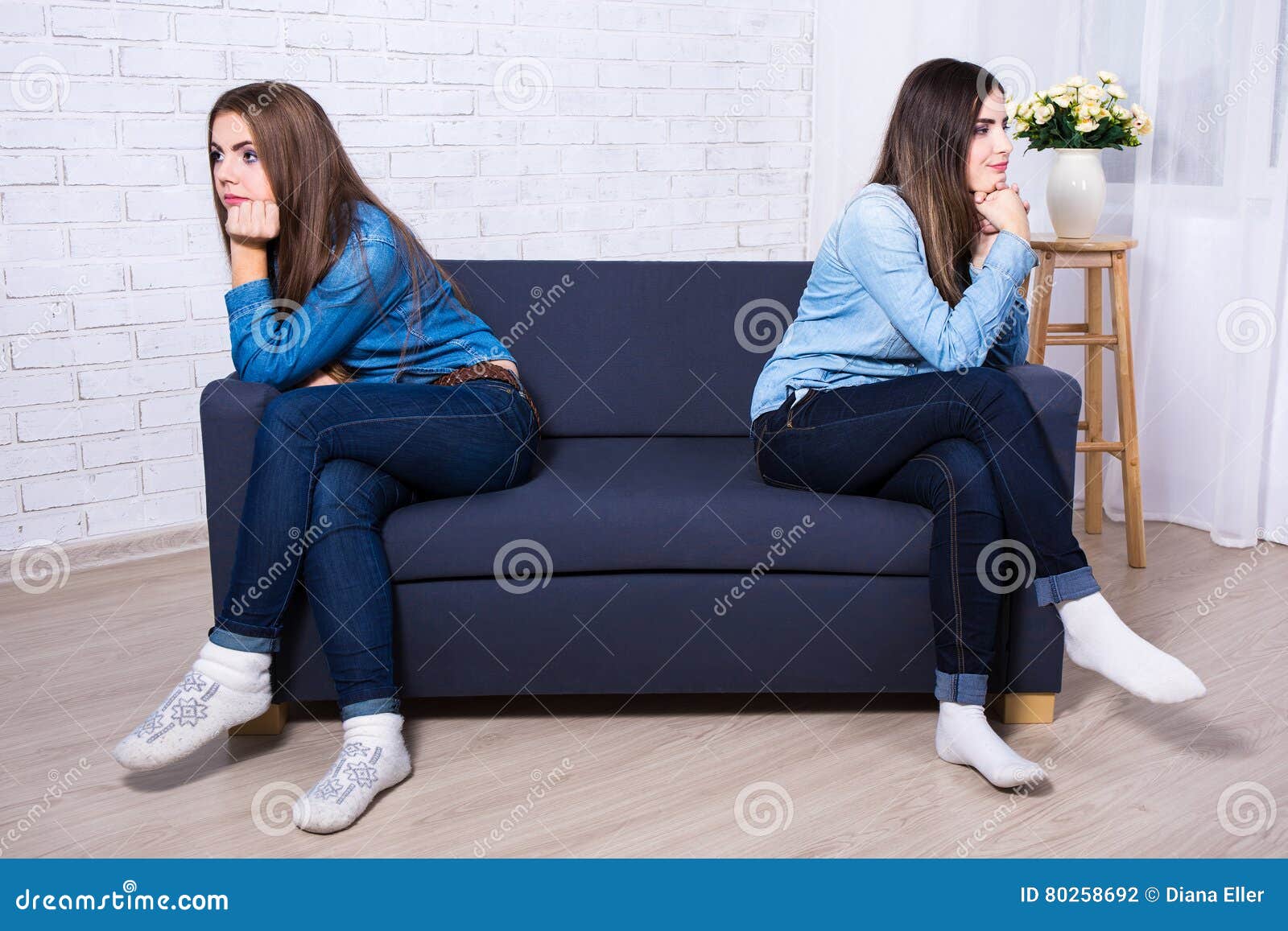 Friendship Concept - Two Sad Girls after Quarrel Stock Photo ...