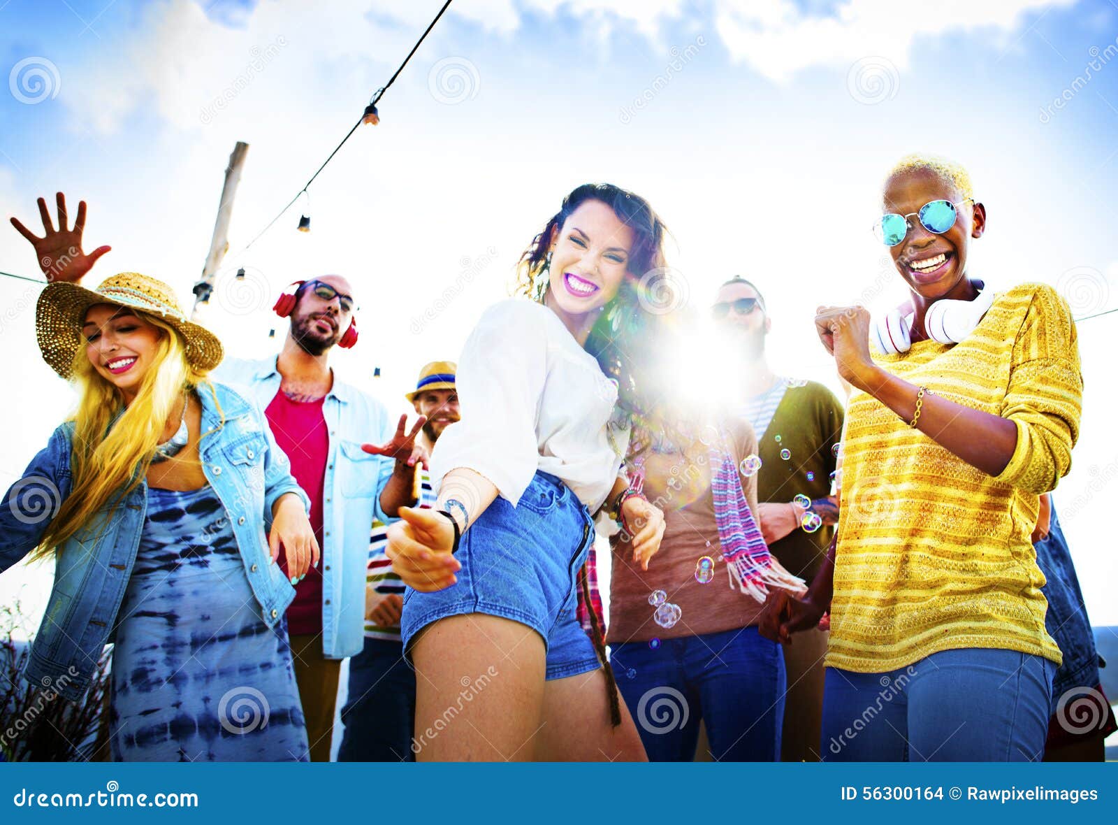 Friendship Dancing Bonding Beach Happiness Joyful Concept Stock Photo