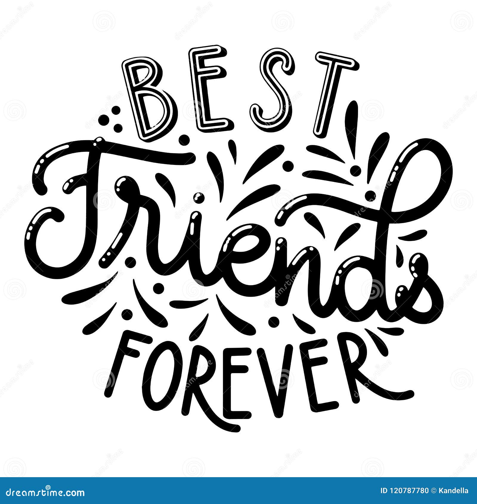 Friendship Day Hand Drawn Lettering Stock Vector - Illustration of ...