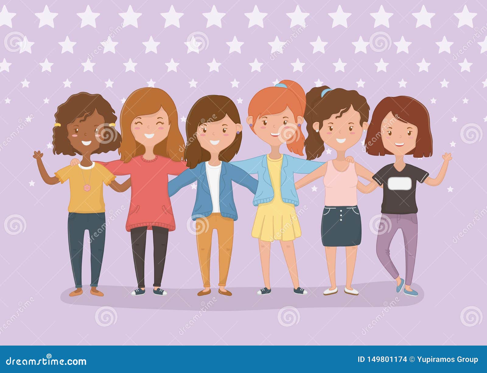 Friendship of Girls Cartoons Design Stock Vector - Illustration of girls,  group: 149801174