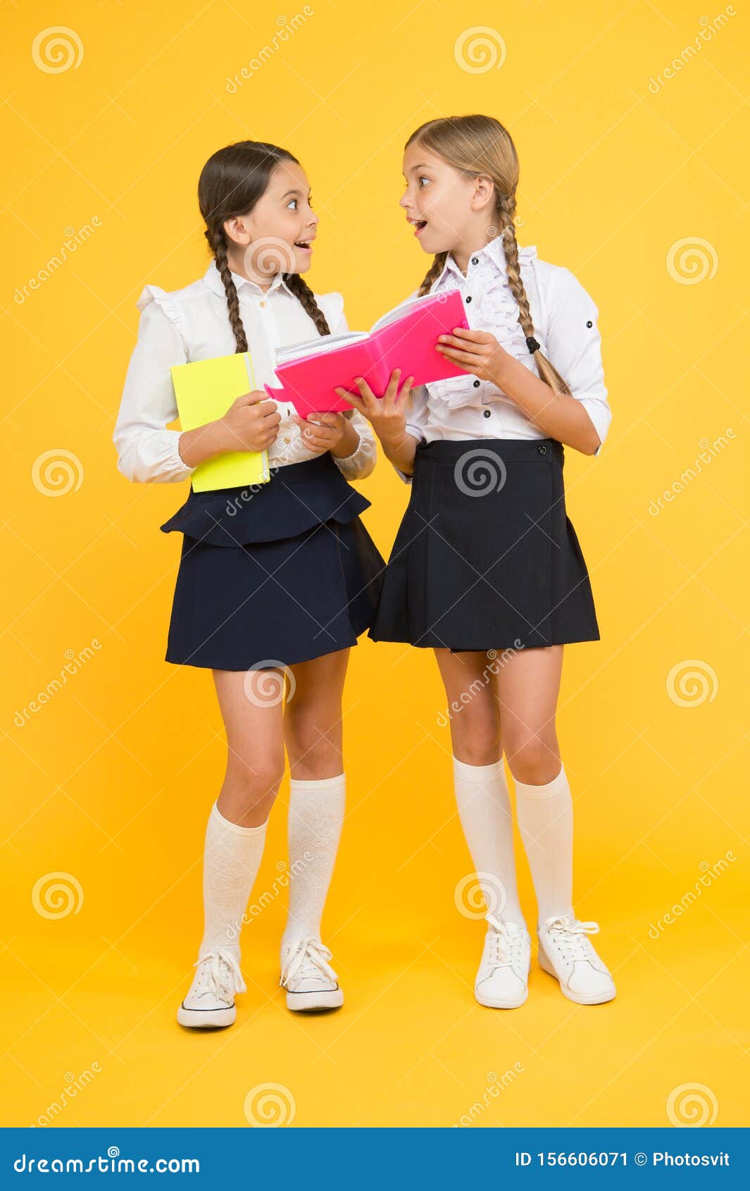 Friendship Goals. Cute School Girls with Books. First Day at ...