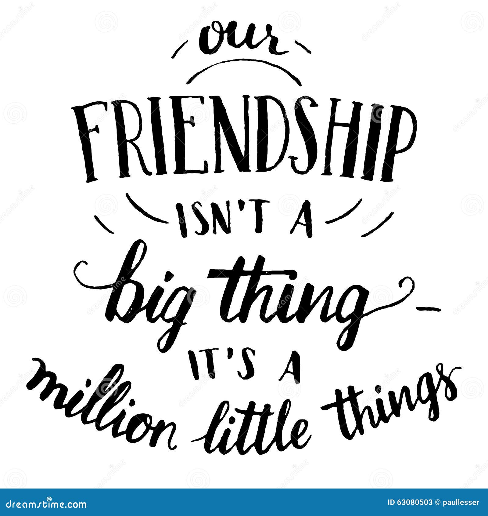 Friendship Hand lettering  And Calligraphy  Quote  Stock 