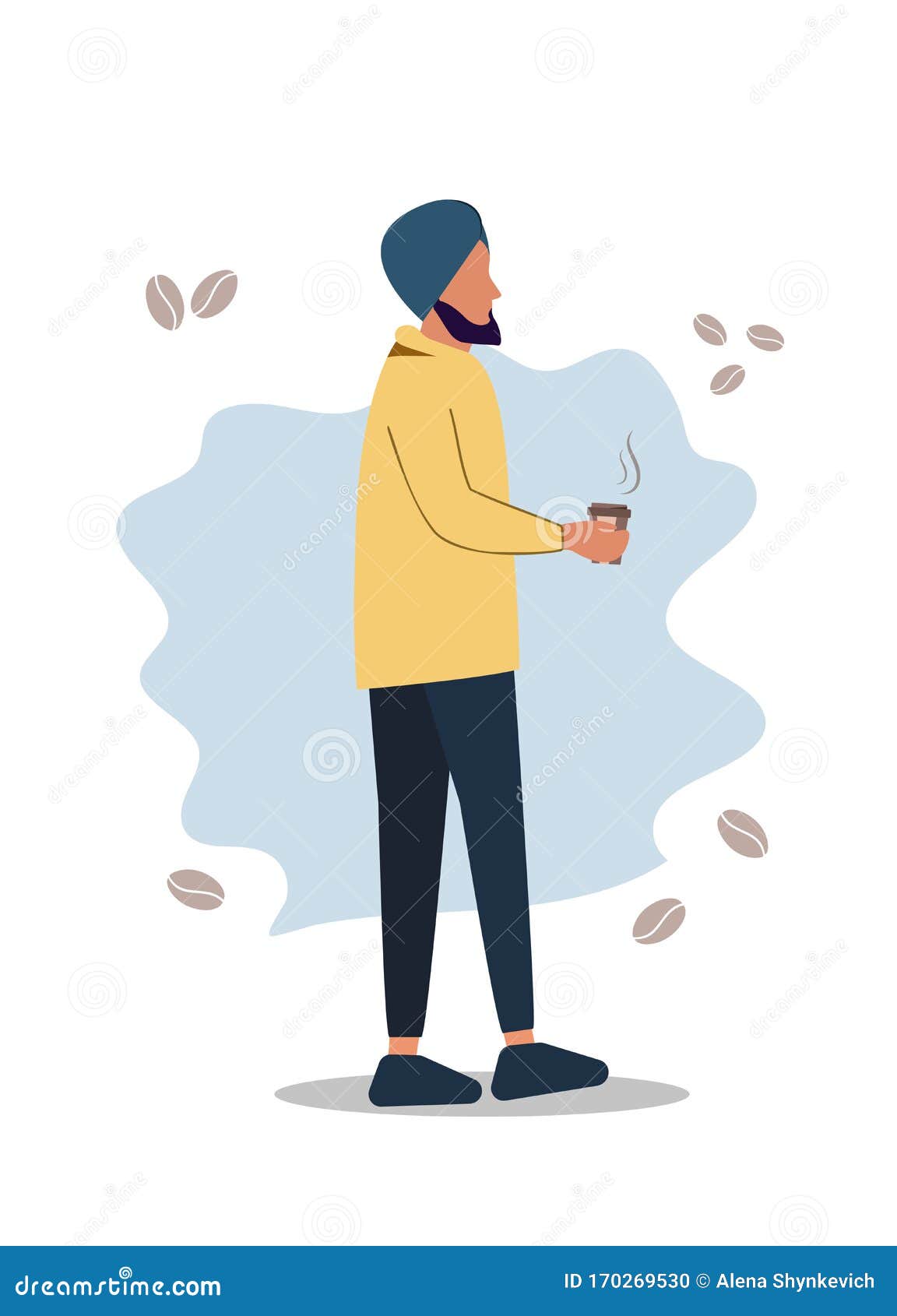 Friendship of an Indian Man and Hot Coffee. Handsome Turkish Man Drinks  Traditional Coffee - Cartoon Stock Photo - Image of addiction, islamic:  170269530
