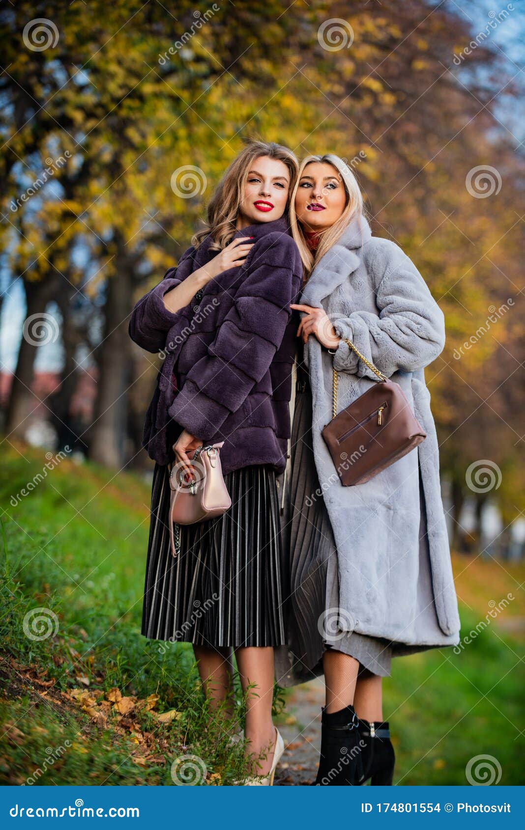 Friendship. Successful Businesswomen in Outdoor. Autumn Female