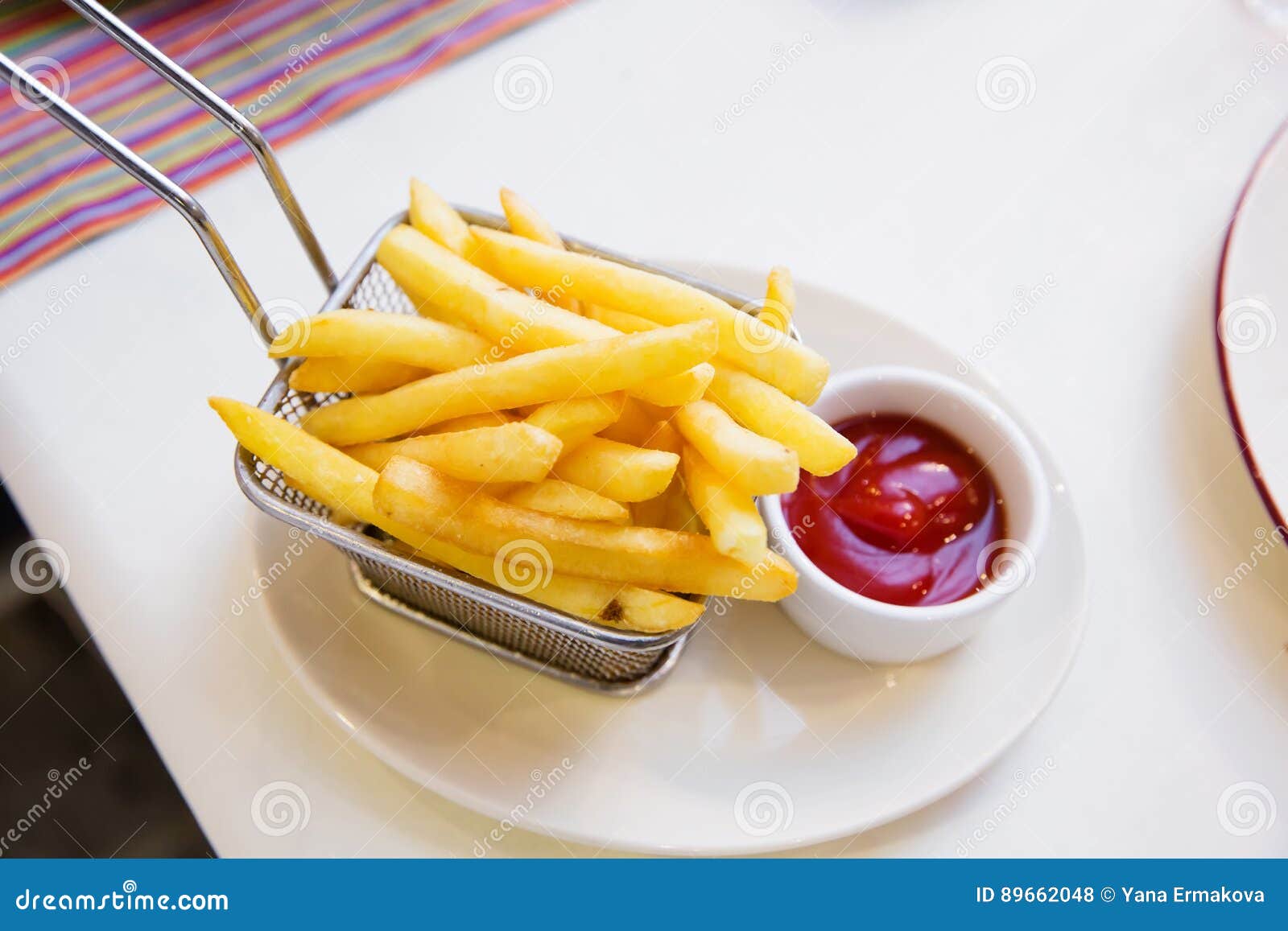 Fries and Ketchup on the Table Stock Photo Image of nutrition, french