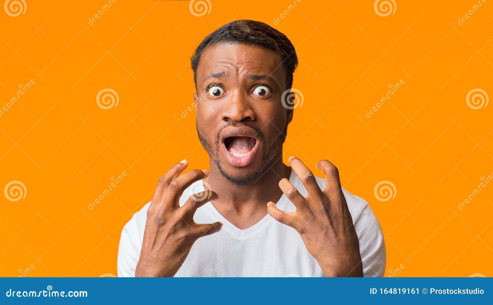 Scared black man face. Stock Photo