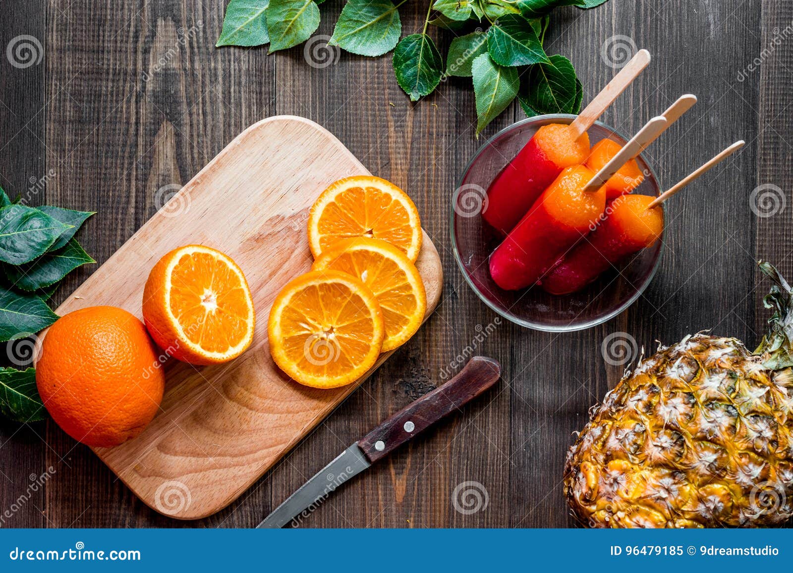 Frische Orangen-, Ananas- Und ZitrusfruchtEiscreme Auf Draufsicht Des ...