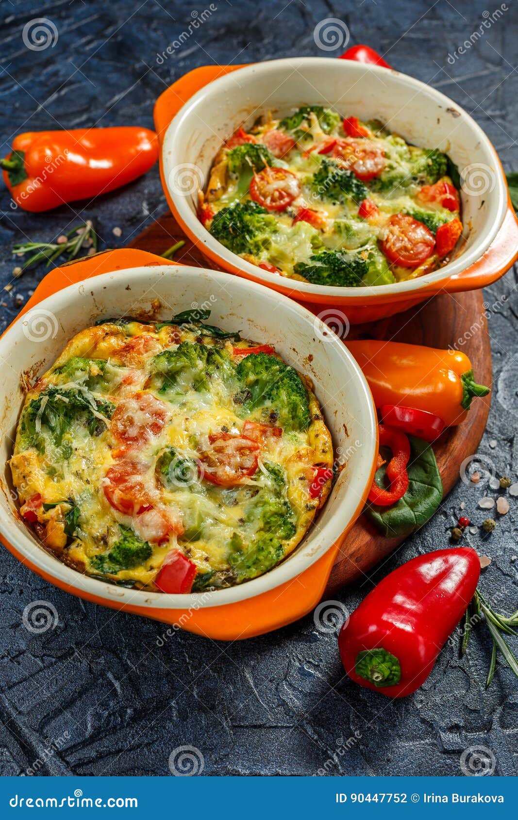 Frittata with Broccoli in Two Ceramic Forms Stock Photo Image of herb, parmesan 90447752