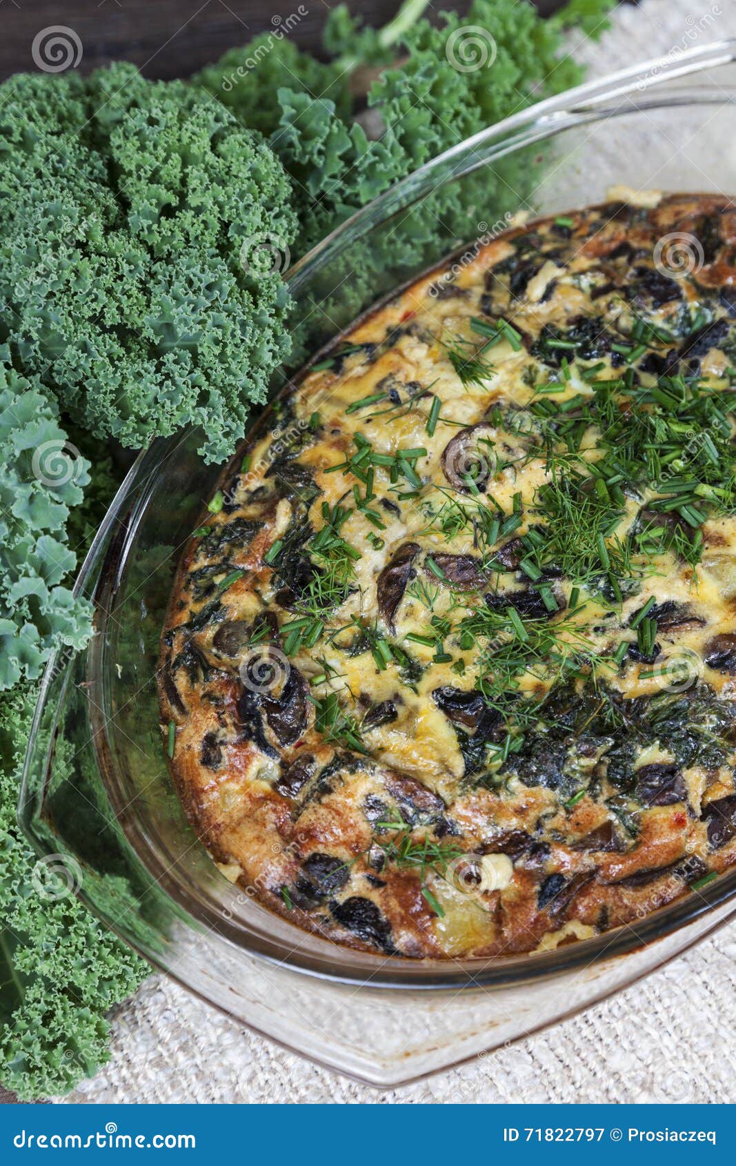 Frittata with Mushrooms and Kale Stock Image Image of mixture, garlic