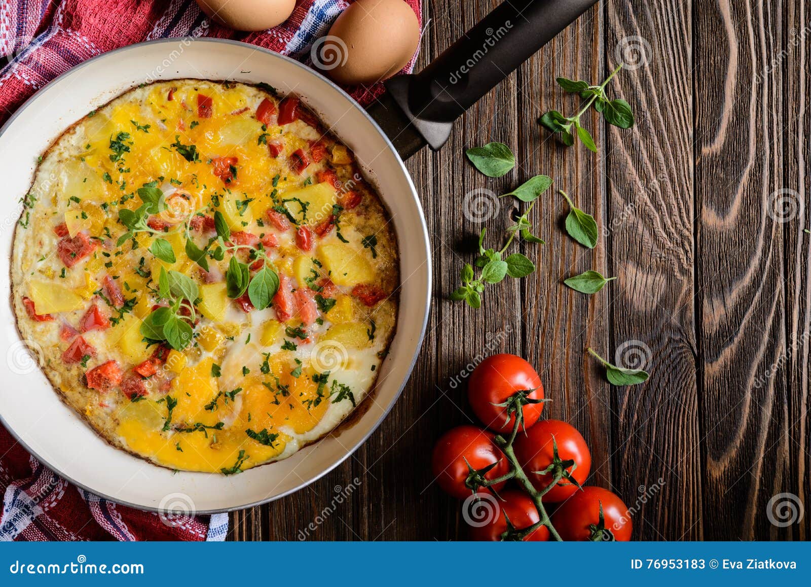 Frittata with Potato, Cheese and Pepper Stock Image Image of parsley