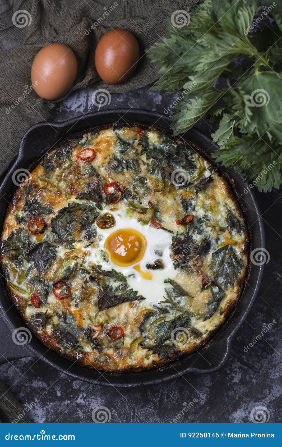 Frittata with Potatoes, Nettles and Pepper Stock Photo Image of