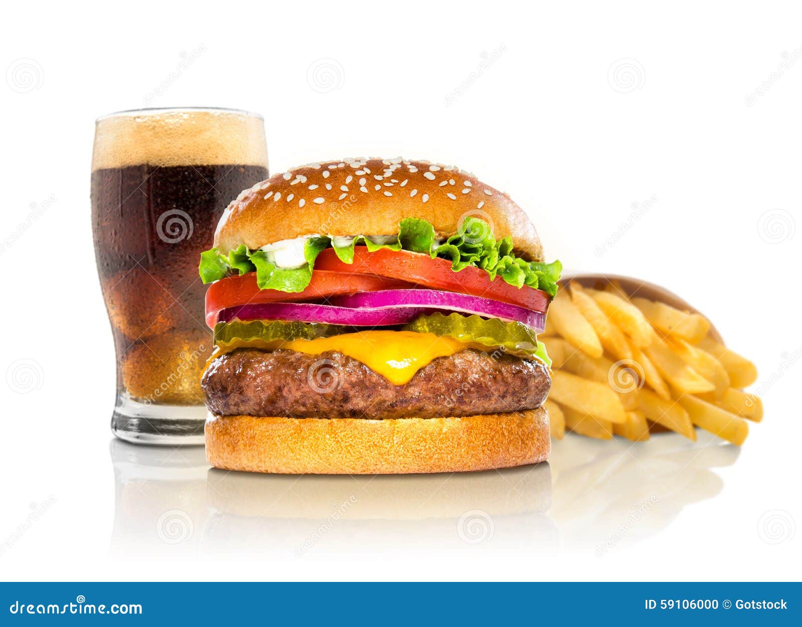 Fritture Dell Hamburger E Gli Alimenti A Rapida Preparazione Di Lusso Di Miscuglio Del Cheeseburger Di Schiocco Di Soda Del Coke Fotografia Stock Immagine Di Combinazione Dieta