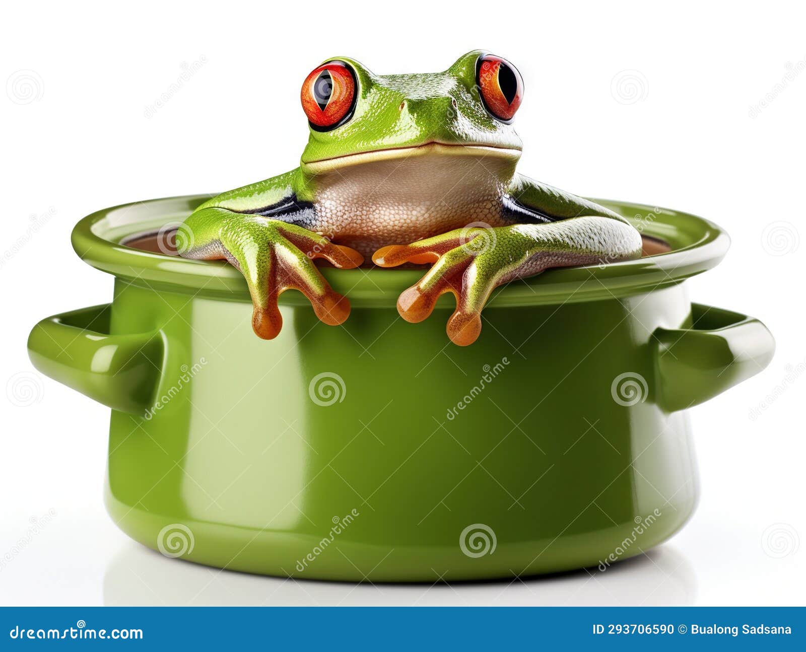 Ai Generated Illustration Wildlife Concept of Frog in Cooking Pot