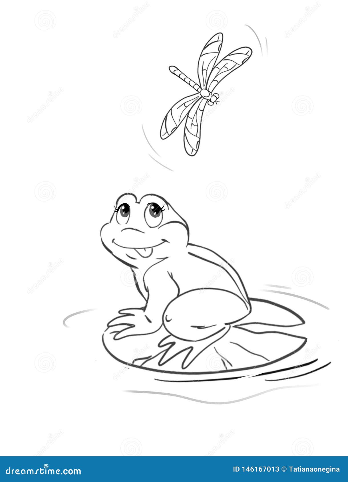 Frog And Dragonfly Coloring Page Stock Illustration Illustration Of Summer Funny 146167013