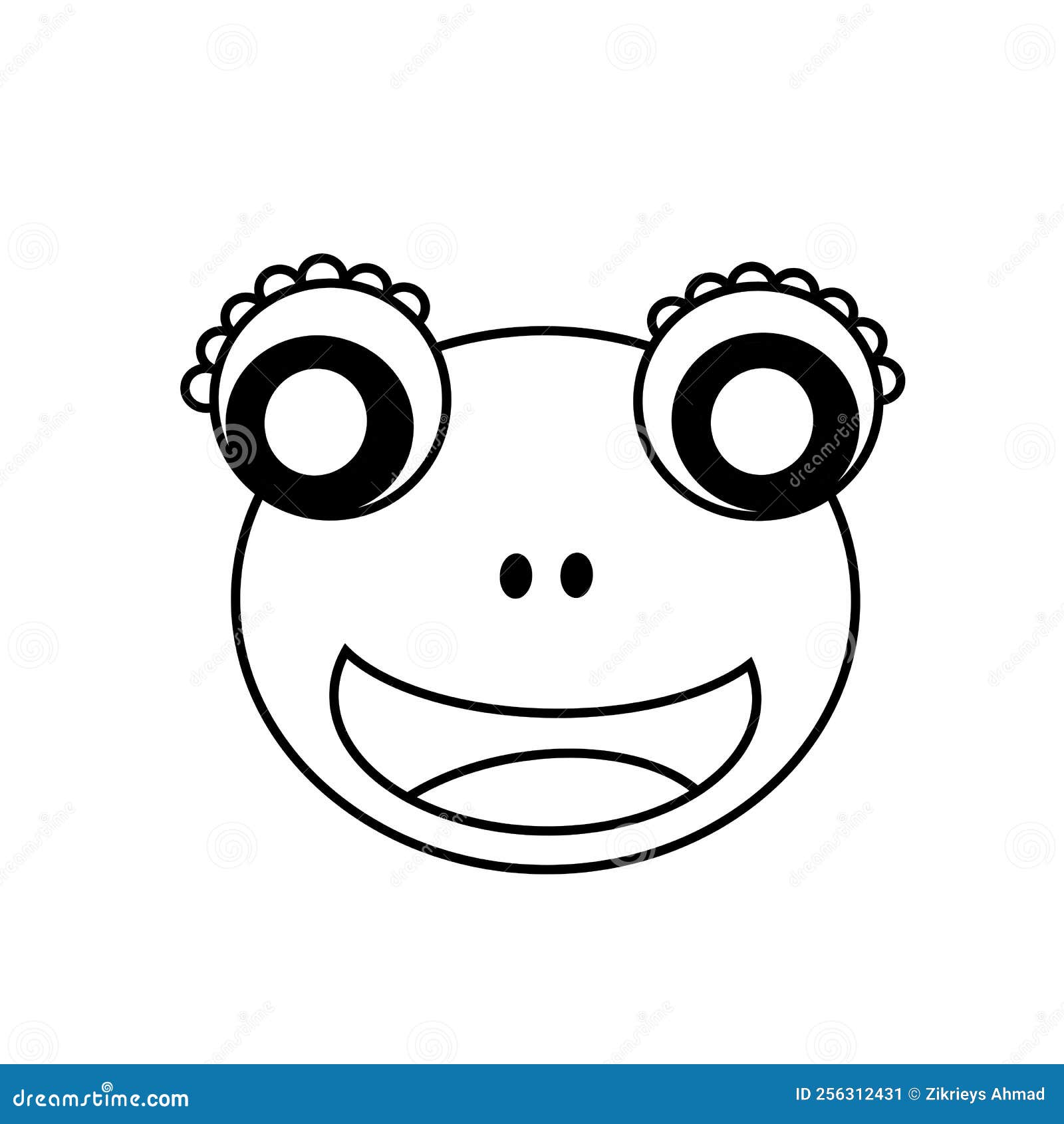 Frog Face And Flies Farm Animal Cartoon Background Vector Illustration