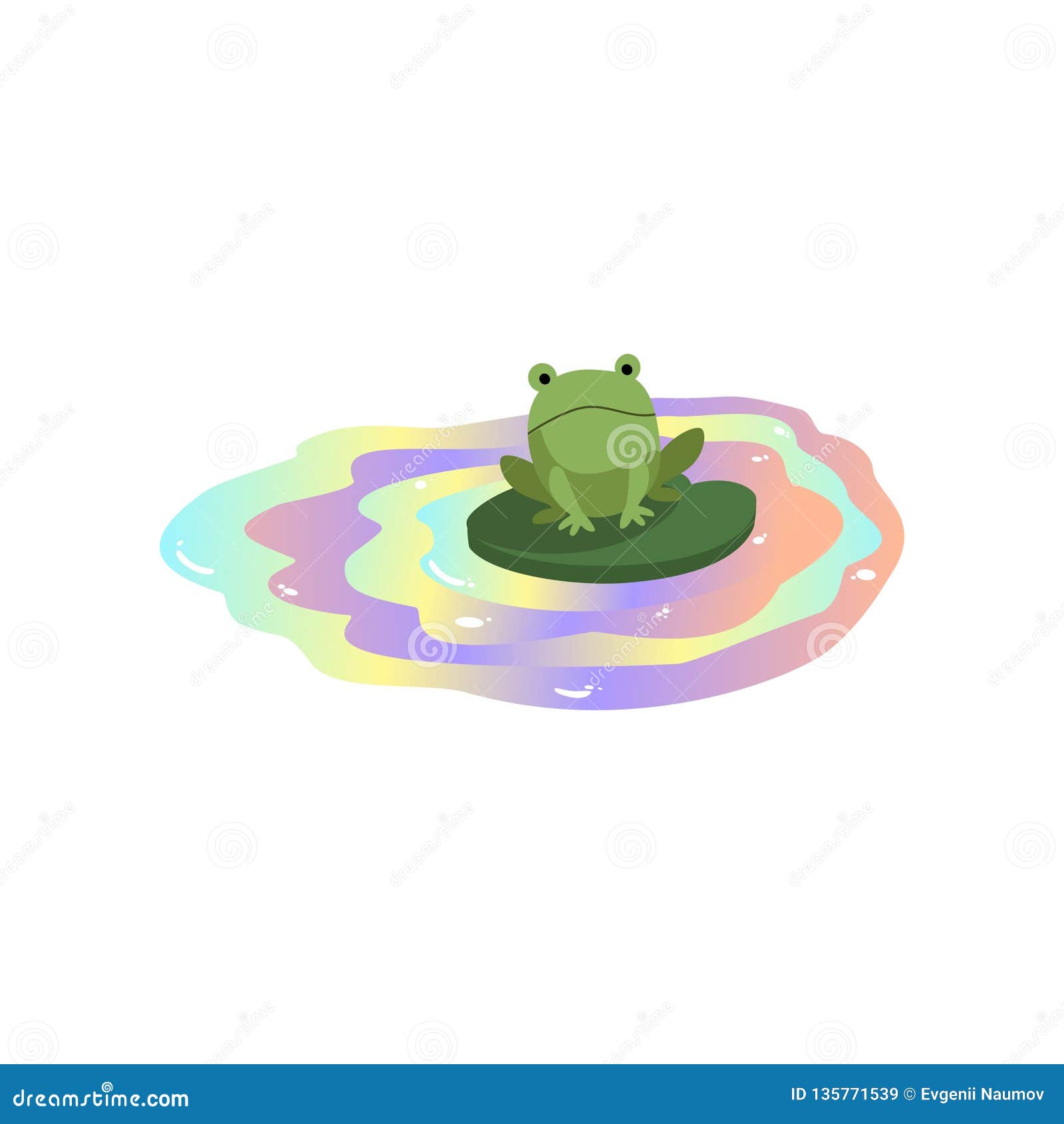 frog floating in polluted water, global environmental problem, ecological disaster   on a white