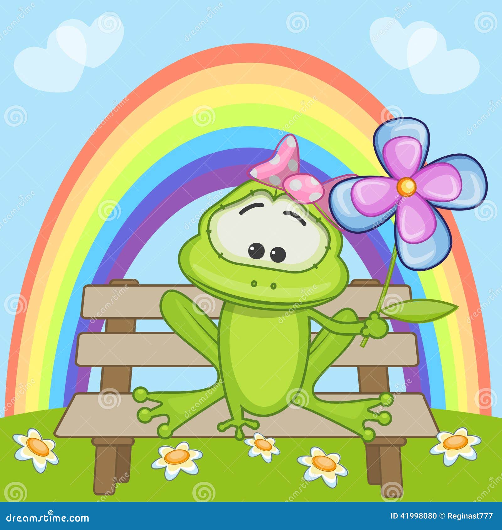 Frog with flower stock vector. Illustration of advertisement - 41998080