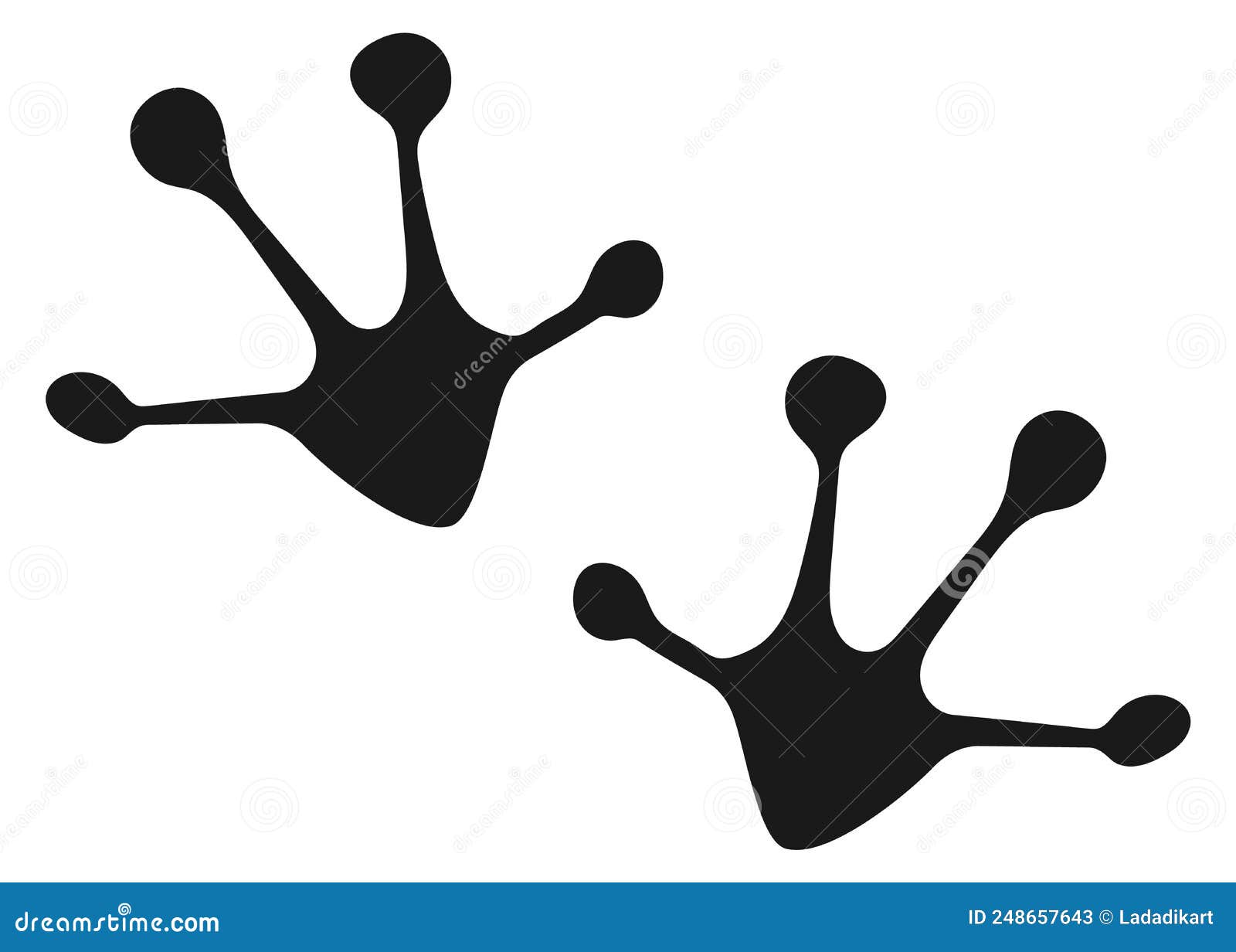 Frog Footprint. Toad Feet Black Silhouette Logo Stock Vector