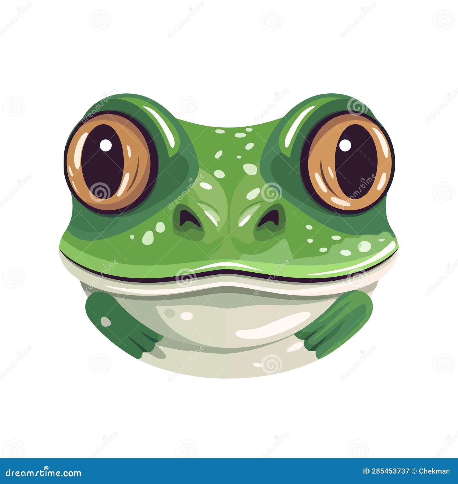 Frog Head Logo Design. Cute Frog Face Isolated Stock Vector