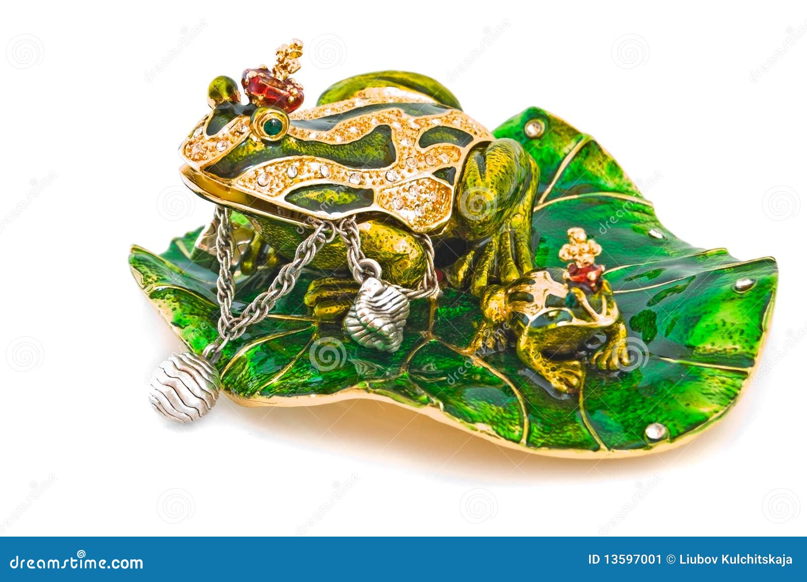Frog Jewelry Box With Silver Bracelet. Stock Image Image of metal