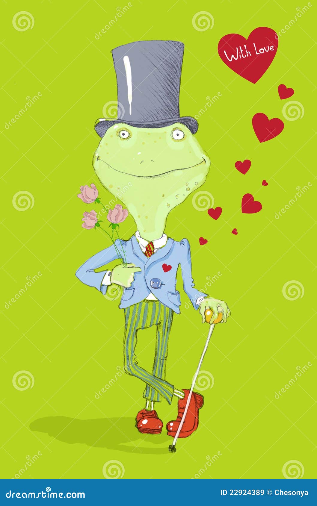 Frog with love stock illustration. Illustration of background - 22924389