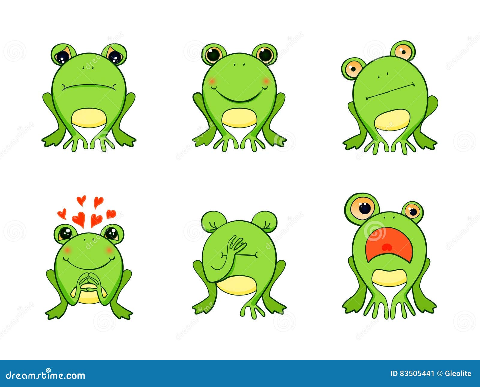 Frog Mascot Emoticons  Smiley Face  Stock Vector Illustration love