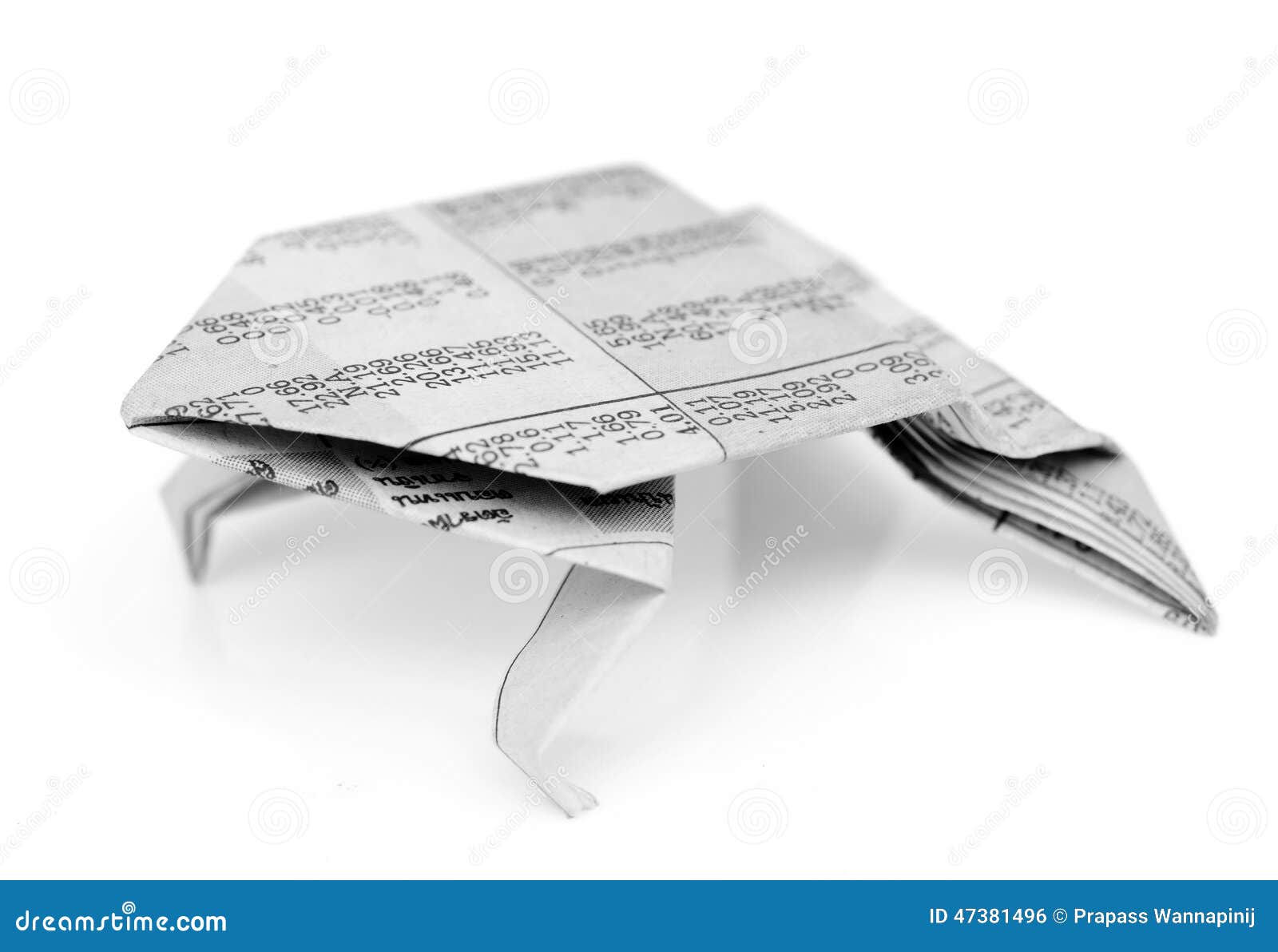 Frog Origami from Newspaper Isolated Stock Photo - Image of background ...