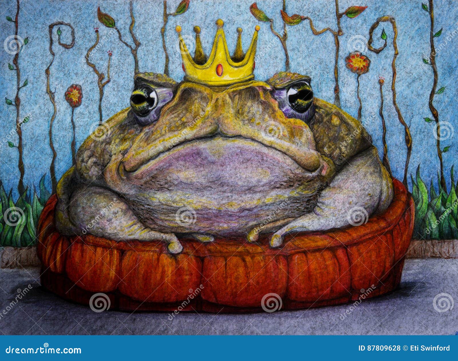 frog prince with crown drawing