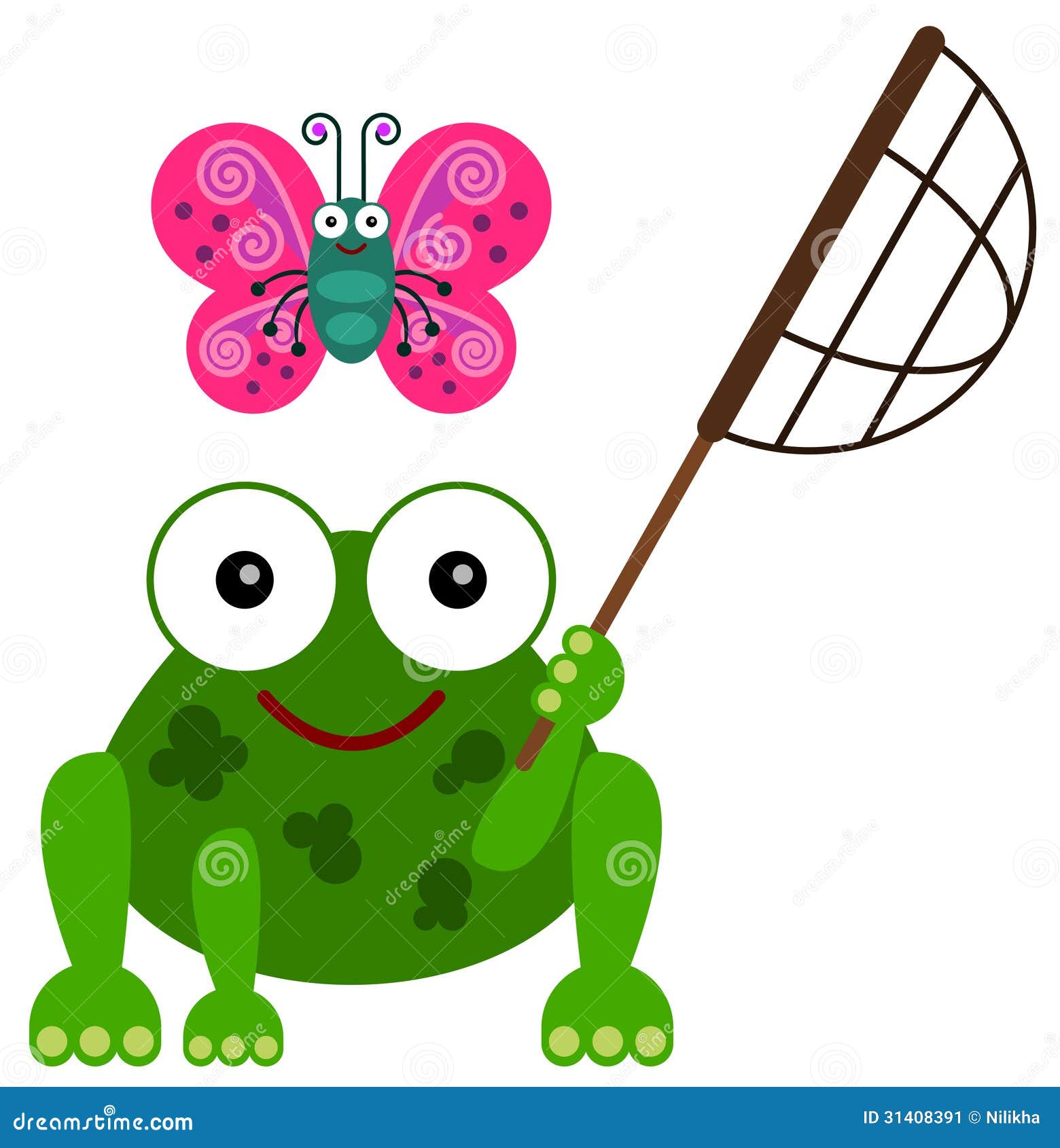 https://thumbs.dreamstime.com/z/frog-s-hobby-illustration-net-trying-to-catch-butterfly-31408391.jpg
