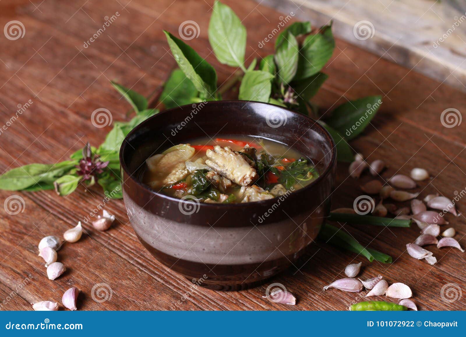 frog spicy soup in northeast thai style. aom kob