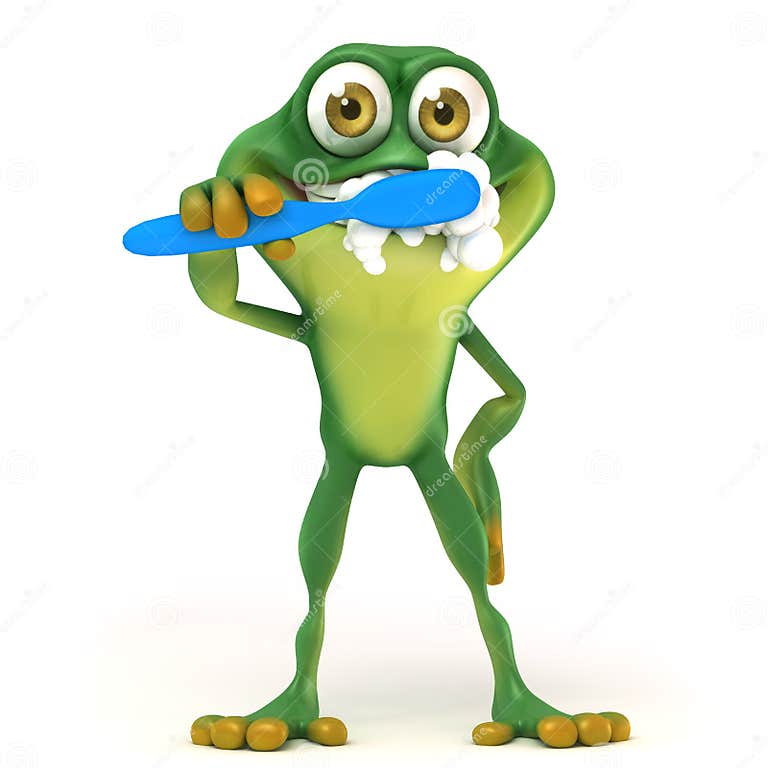 Frog teeth brushing stock illustration. Illustration of funny - 46792339