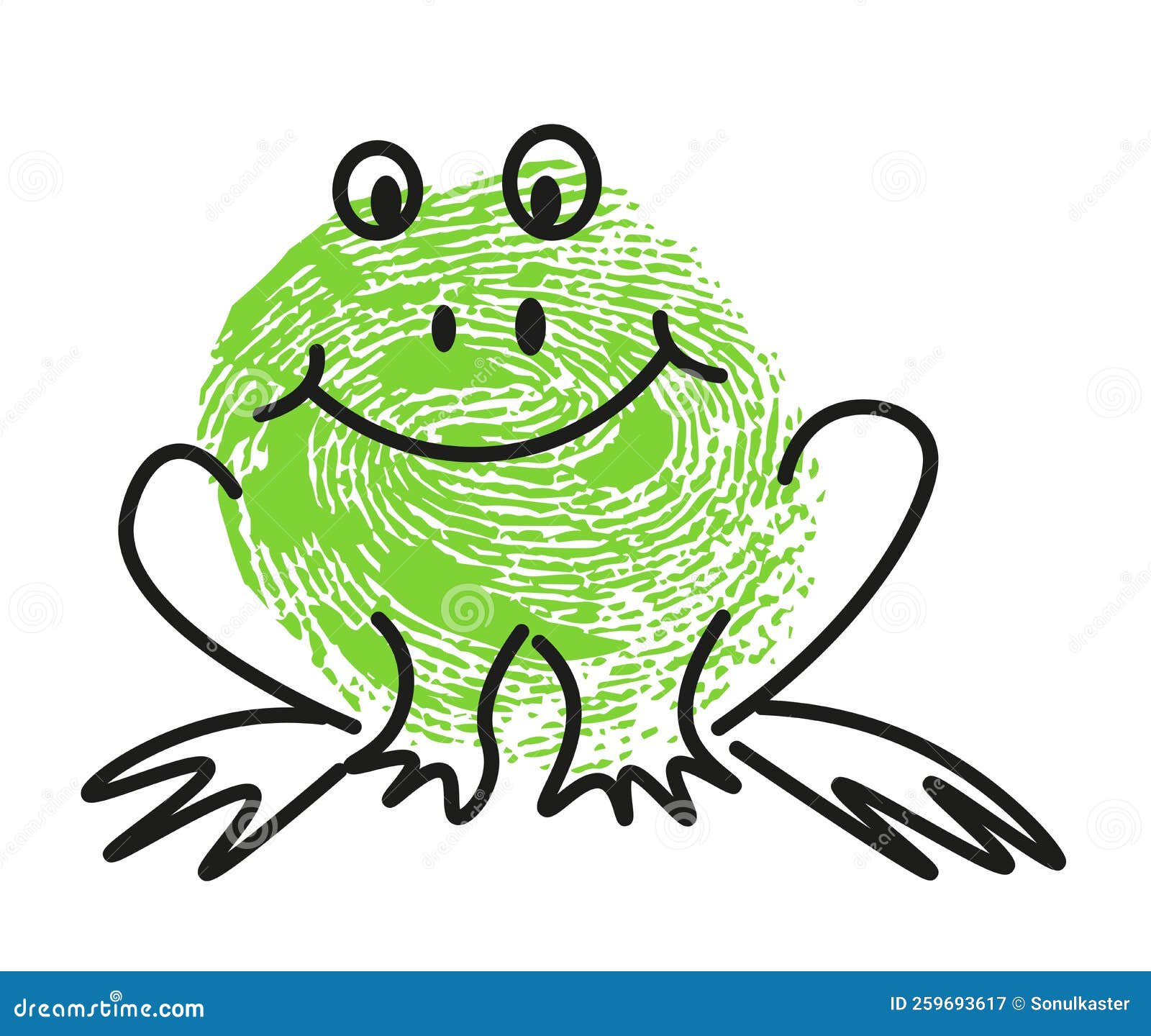 thumbprint drawing of frog or toad animal 