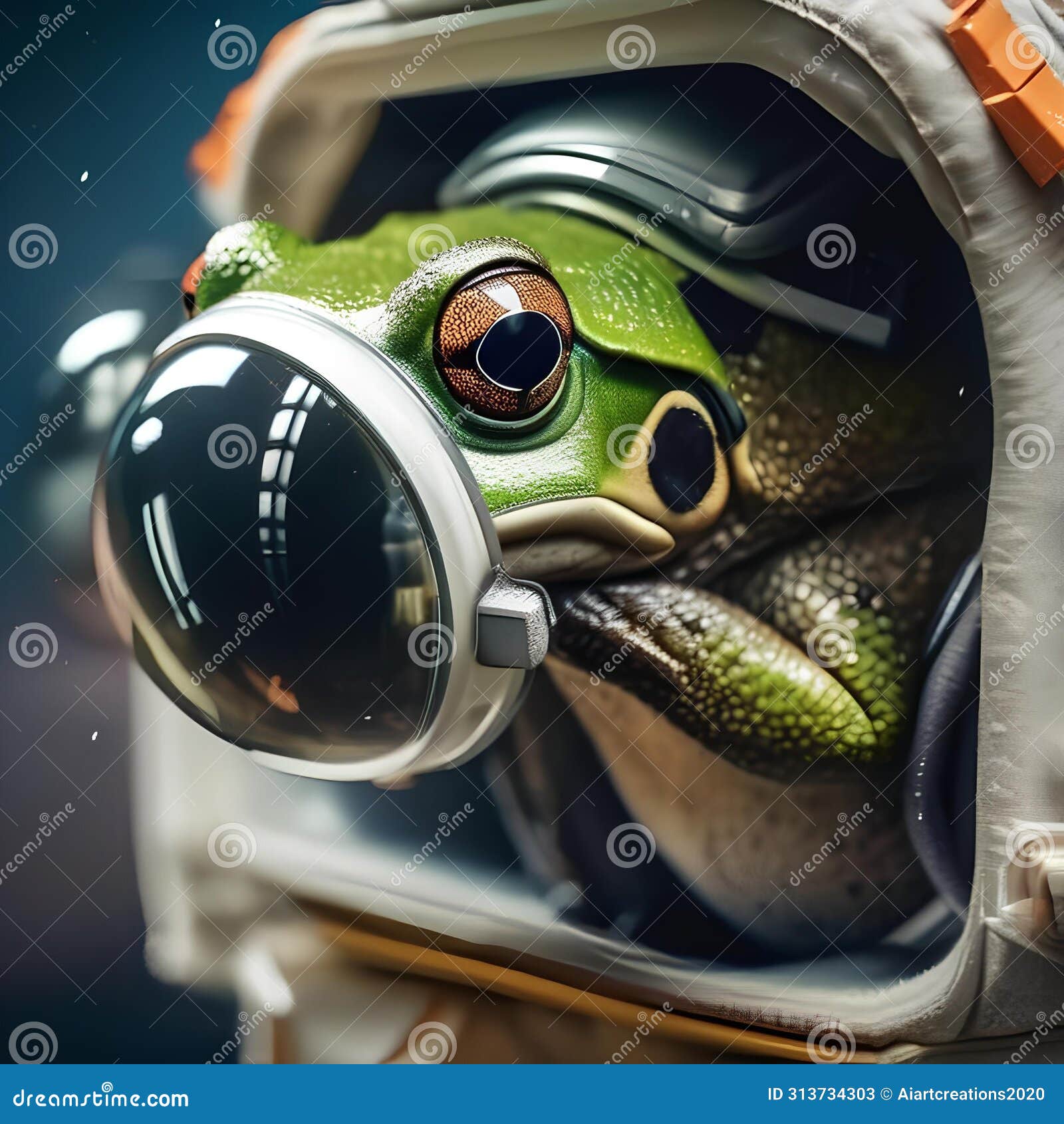 a frog wearing an astronaut suit and exploring space4